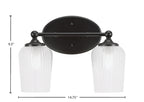 Capri Two Light Bath Bar in Matte Black with 5" Clear Textured Shade