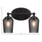 Capri Two Light Bath Bar in Matte Black with 5" Smoke Textured Shade