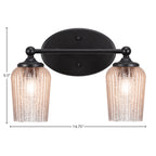 Capri Two Light Bath Bar in Matte Black with 5" Silver Textured Shade