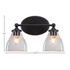 Capri Two Light Bath Bar in Matte Black with 6.25" Clear Bubble Shade