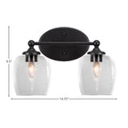 Capri Two Light Bath Bar in Matte Black with 6" Clear Bubble Shade