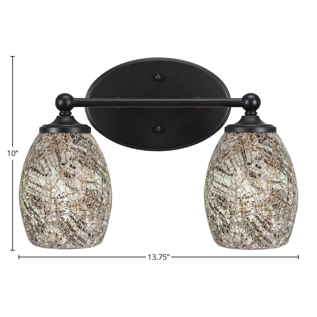 Capri Two Light Bath Bar in Matte Black with 5" Natural Fusion Shade