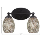 Capri Two Light Bath Bar in Matte Black with 5" Natural Fusion Shade