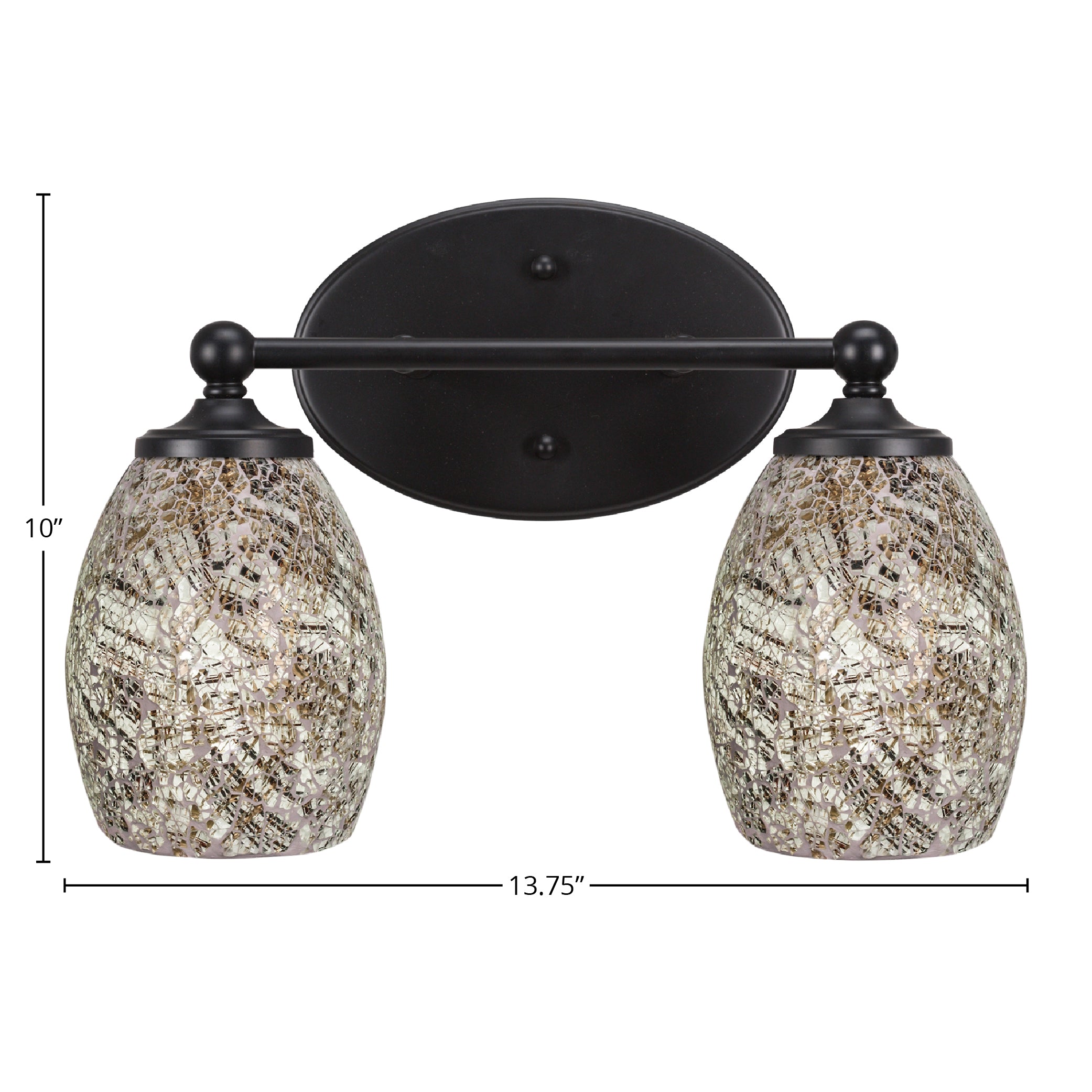Capri Two Light Bath Bar in Matte Black with 5" Natural Fusion Shade