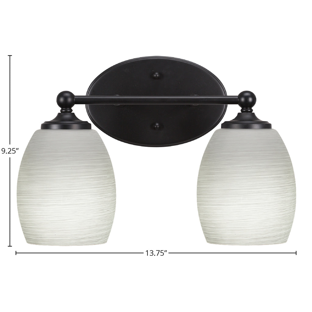 Capri Two Light Bath Bar in Matte Black with 5" White Linen Shade
