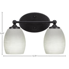 Capri Two Light Bath Bar in Matte Black with 5" White Linen Shade