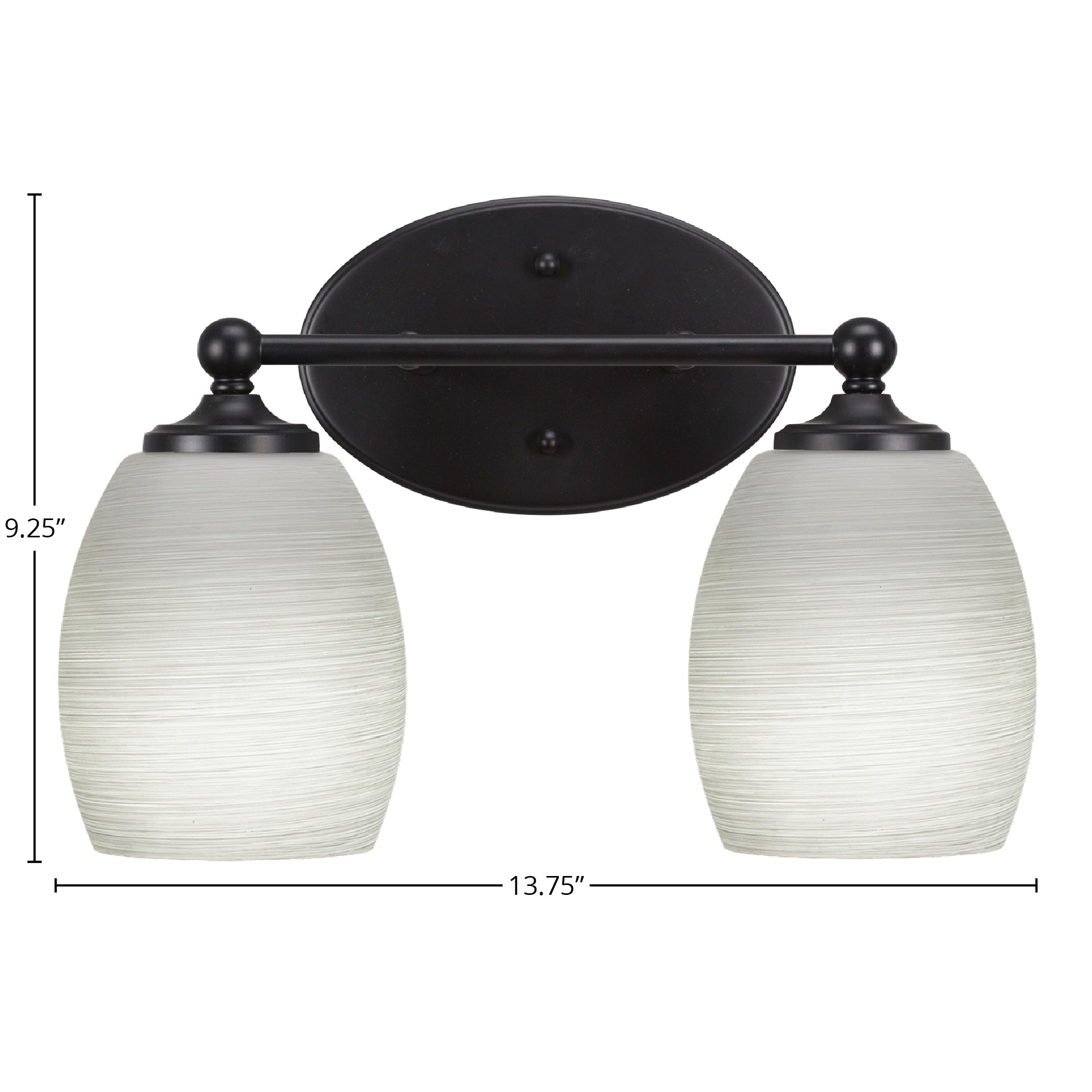 Capri Two Light Bath Bar in Matte Black with 5" White Linen Shade