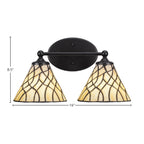 Capri Two Light Bath Bar in Matte Black with 7" Sandhill Art Glass Shade