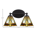 Capri Two Light Bath Bar in Matte Black with 7" Zion Art Glass Shade