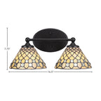 Capri Two Light Bath Bar in Matte Black with 7" Starlight Art Glass Shade