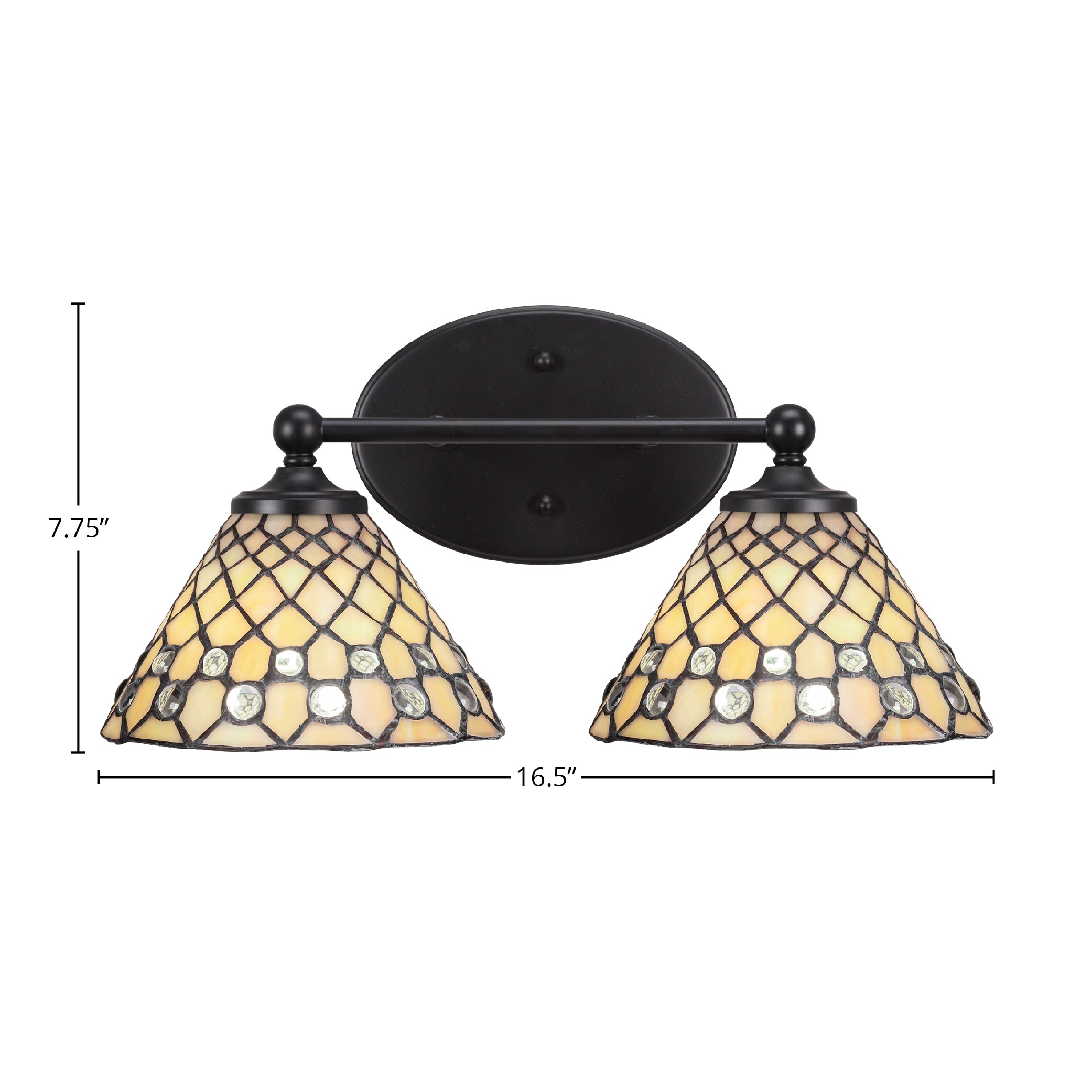 Capri Two Light Bath Bar in Matte Black with 7" Starlight Art Glass Shade