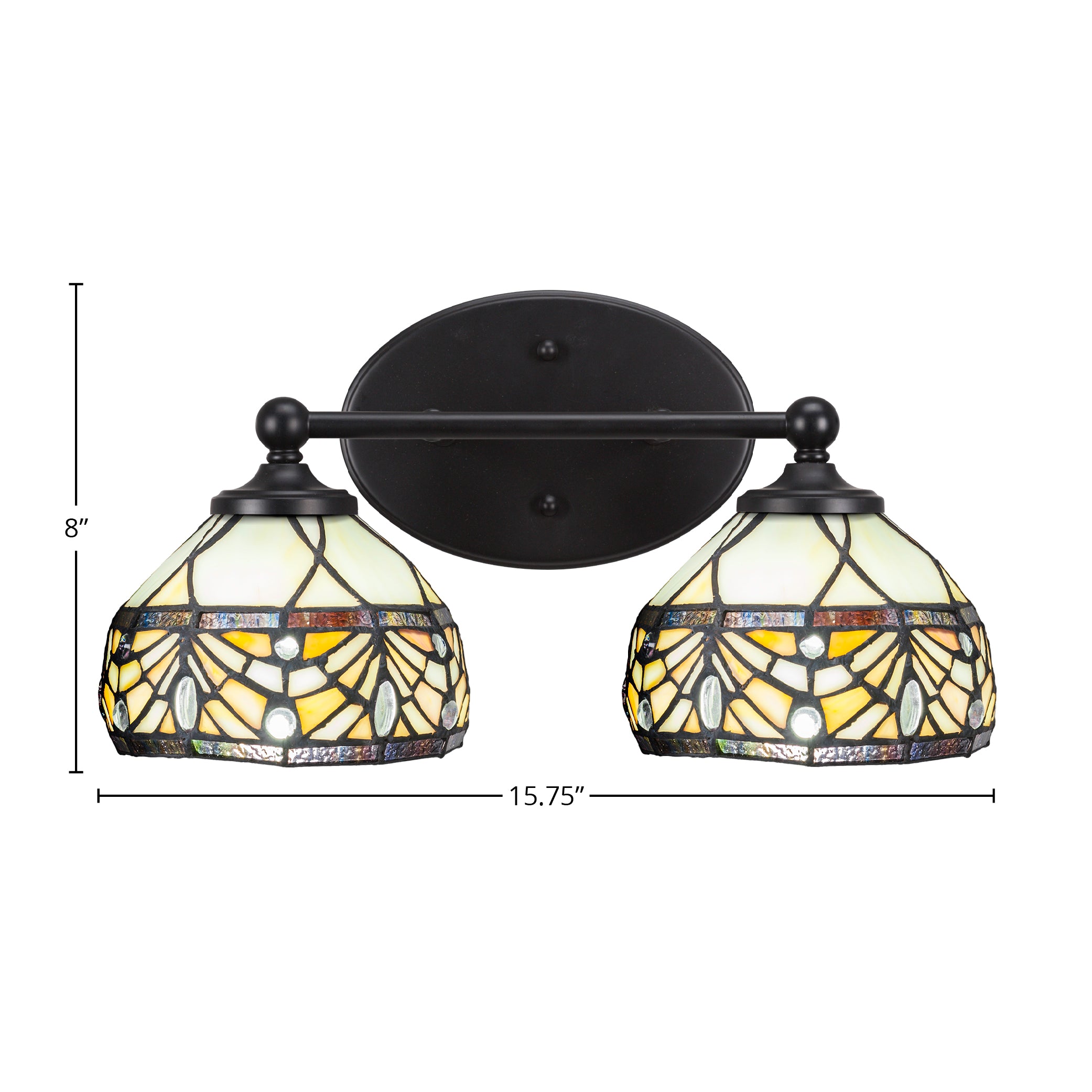 Capri Two Light Bath Bar in Matte Black with 7" Royal Merlot Art Glass Shade