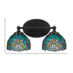 Capri Two Light Bath Bar in Matte Black with 7" Turquoise Cypress Art Glass Shade