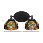 Capri Two Light Bath Bar in Matte Black with 7" Ivory Cypress Art Glass Shade