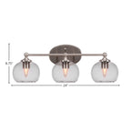 Capri Three Light Bath Bar in Brushed Nickel with 7" Clear Bubble Shade
