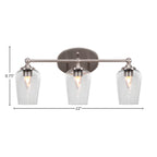 Capri Three Light Bath Bar in Brushed Nickel with 5" Clear Bubble Shade