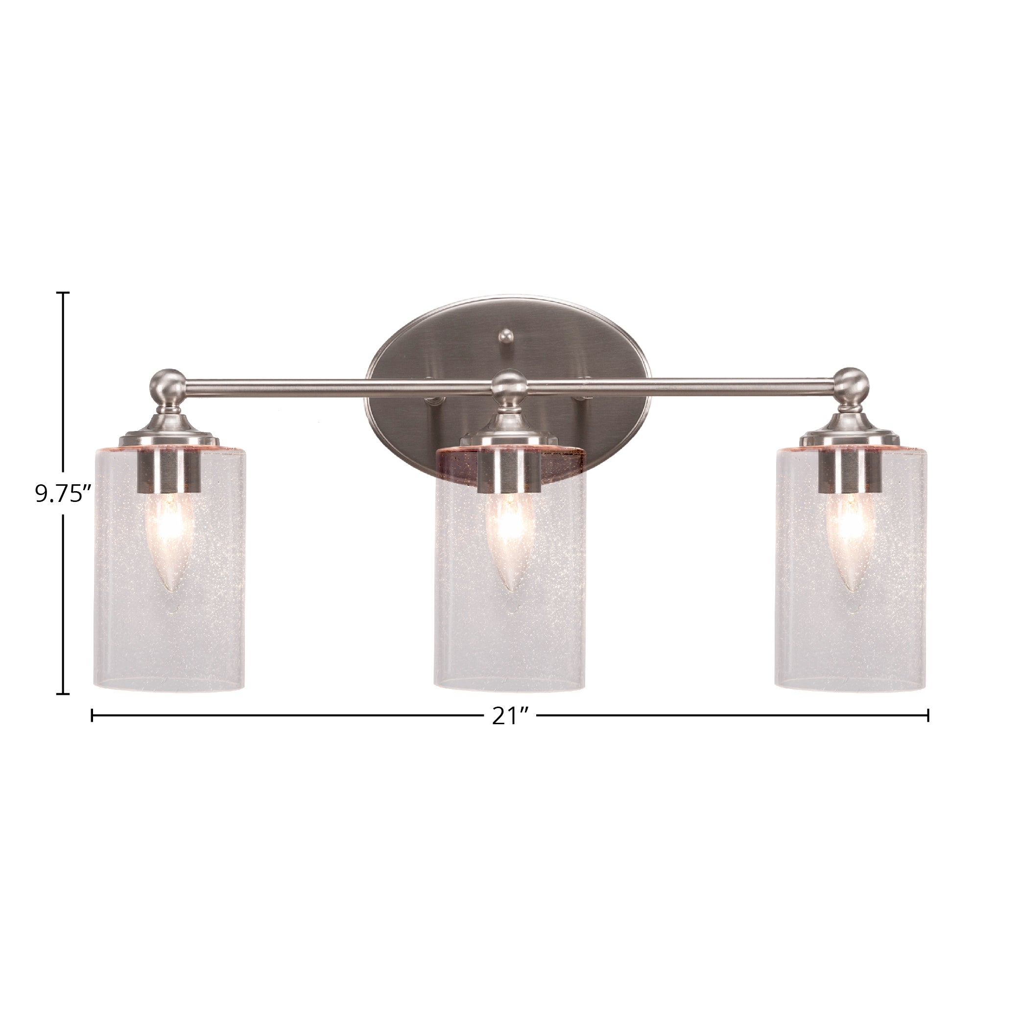 Capri Three Light Bath Bar in Brushed Nickel with 4" Clear Bubble Shade