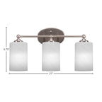 Capri Three Light Bath Bar in Brushed Nickel with 4" White Marble Shade