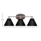 Capri Three Light Bath Bar in Brushed Nickel with 7" Black Matrix Shade