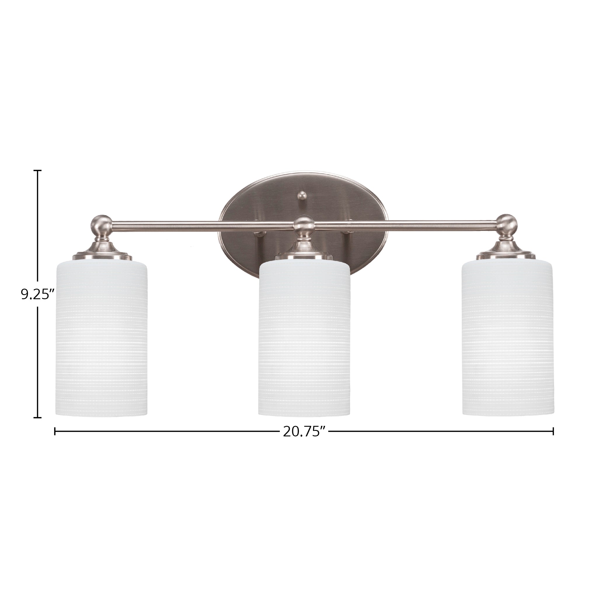 Capri Three Light Bath Bar in Brushed Nickel with 4" White Matrix Shade