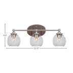 Capri Three Light Bath Bar in Brushed Nickel with 5.75" Clear Bubble Shade