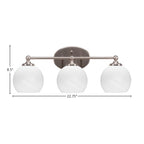 Capri Three Light Bath Bar in Brushed Nickel with 5.75" White Marble Shade