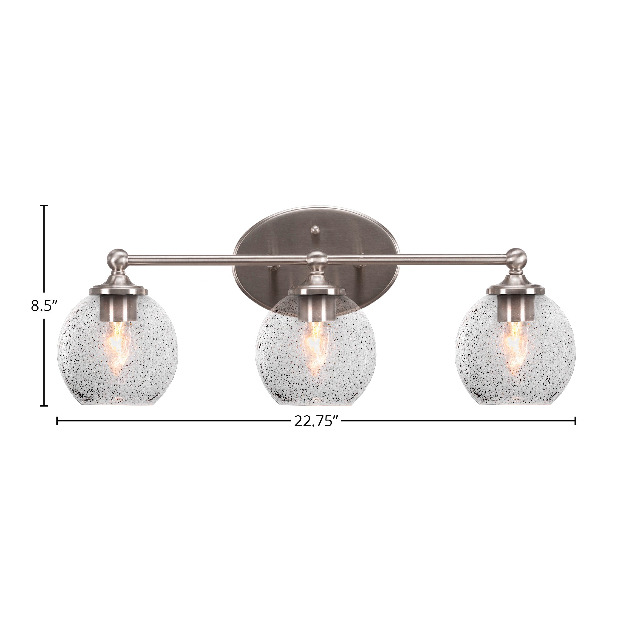 Capri Three Light Bath Bar in Brushed Nickel with 5.75" Smoke Bubble Shade