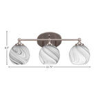Capri Three Light Bath Bar in Brushed Nickel with 5.75" Onyx Swirl Shade