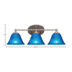Capri Three Light Bath Bar in Brushed Nickel with 7" Blue Italian Shade