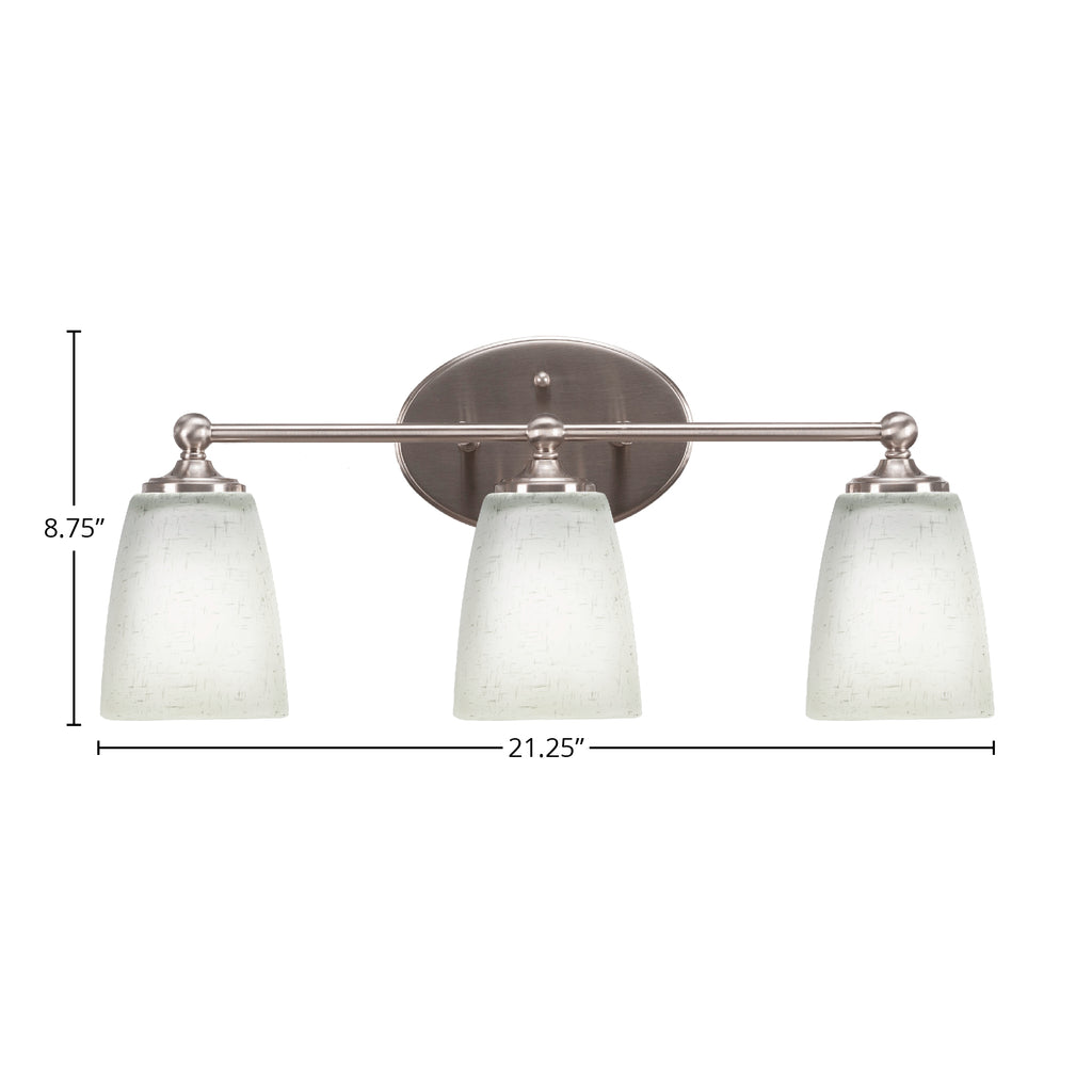 Capri Three Light Bath Bar in Brushed Nickel with 4.5" Square White Muslin Shade