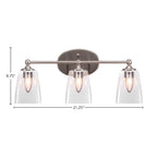 Capri Three Light Bath Bar in Brushed Nickel with 4.5" Square Clear Bubble Shade