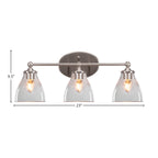 Capri Three Light Bath Bar in Brushed Nickel with 6.25" Clear Bubble Shade
