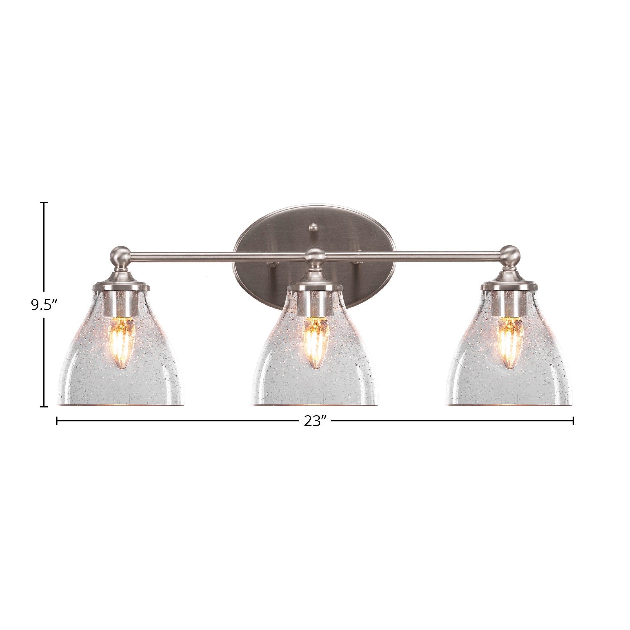 Capri Three Light Bath Bar in Brushed Nickel with 6.25" Clear Bubble Shade