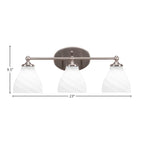 Capri Three Light Bath Bar in Brushed Nickel with 6.25" White Marble Shade