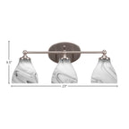 Capri Three Light Bath Bar in Brushed Nickel with 6.25" Onyx Swirl Shade