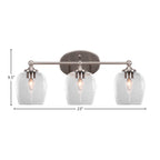 Capri Three Light Bath Bar in Brushed Nickel with 6" Clear Bubble Shade