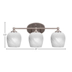Capri Three Light Bath Bar in Brushed Nickel with 6" White Marble Shade