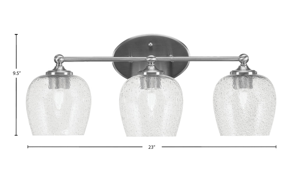 Capri Three Light Bath Bar in Brushed Nickel with 6" Smoke Bubble Shade
