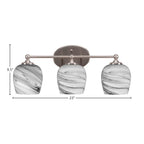 Capri Three Light Bath Bar in Brushed Nickel with 6" Onyx Swirl Shade