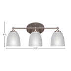 Capri Three Light Bath Bar in Brushed Nickel with 5" Clear Ribbed Shade