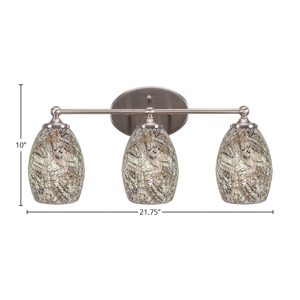Capri Three Light Bath Bar in Brushed Nickel with 5" Natural Fusion Shade