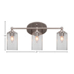 Capri Three Light Bath Bar in Brushed Nickel with 4" Square Clear Bubble Shade