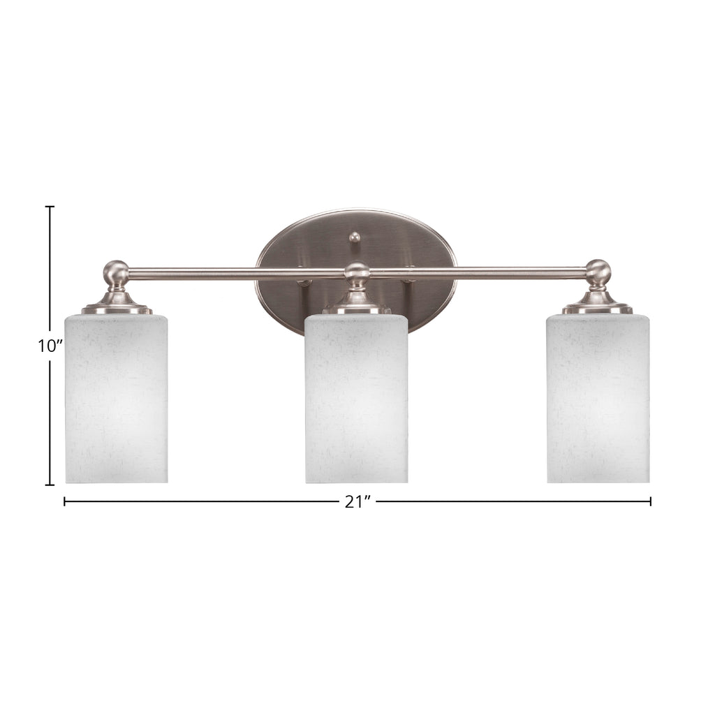 Capri Three Light Bath Bar in Brushed Nickel with 4" Square White Muslin Shade