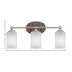 Capri Three Light Bath Bar in Brushed Nickel with 4" Square White Muslin Shade