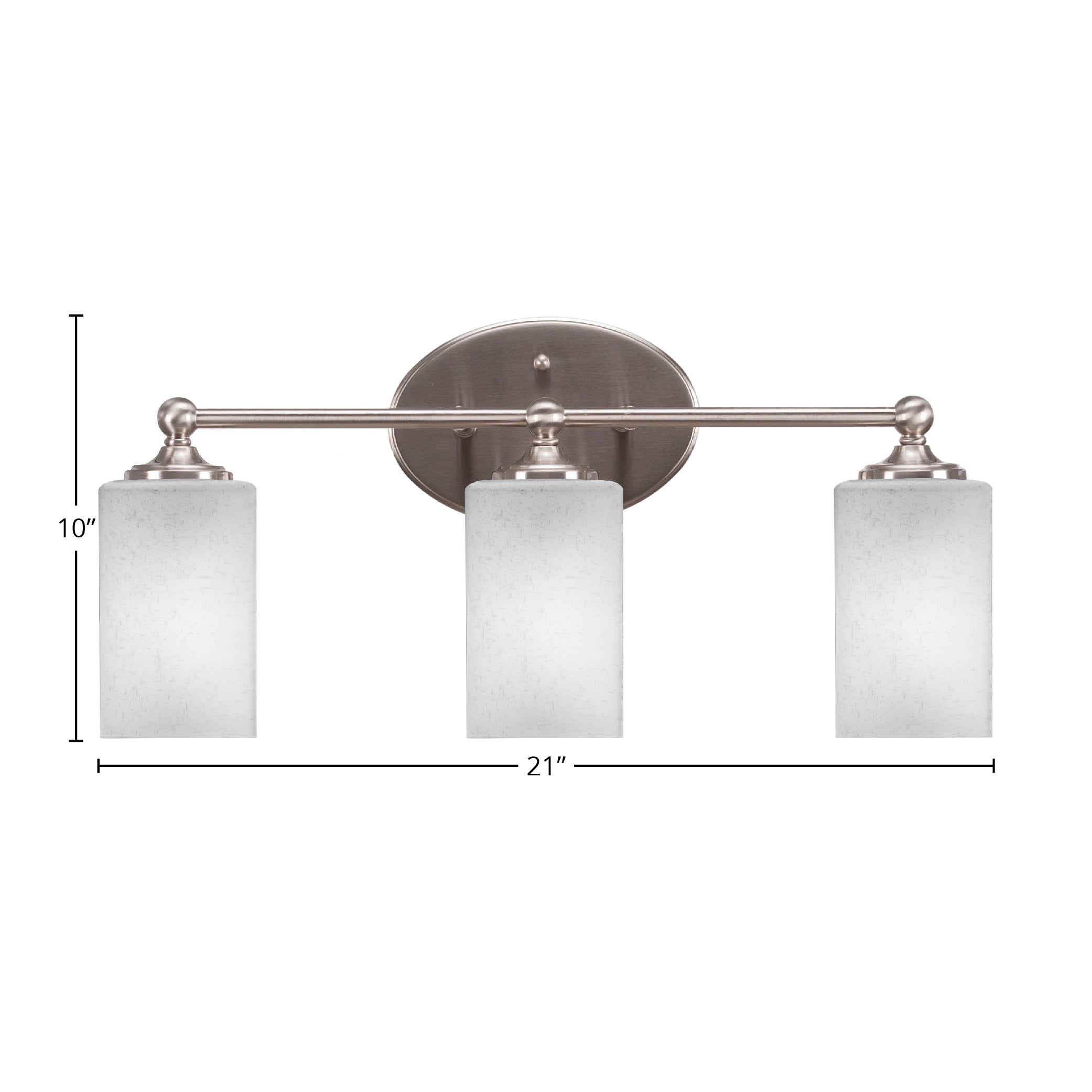 Capri Three Light Bath Bar in Brushed Nickel with 4" Square White Muslin Shade