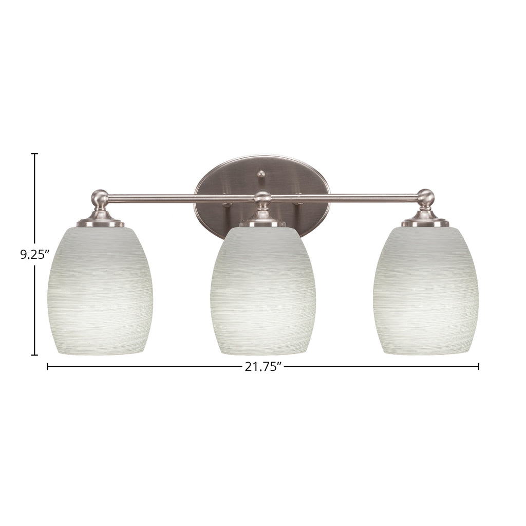 Capri Three Light Bath Bar in Brushed Nickel with 5" White Linen Shade