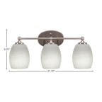 Capri Three Light Bath Bar in Brushed Nickel with 5" White Linen Shade