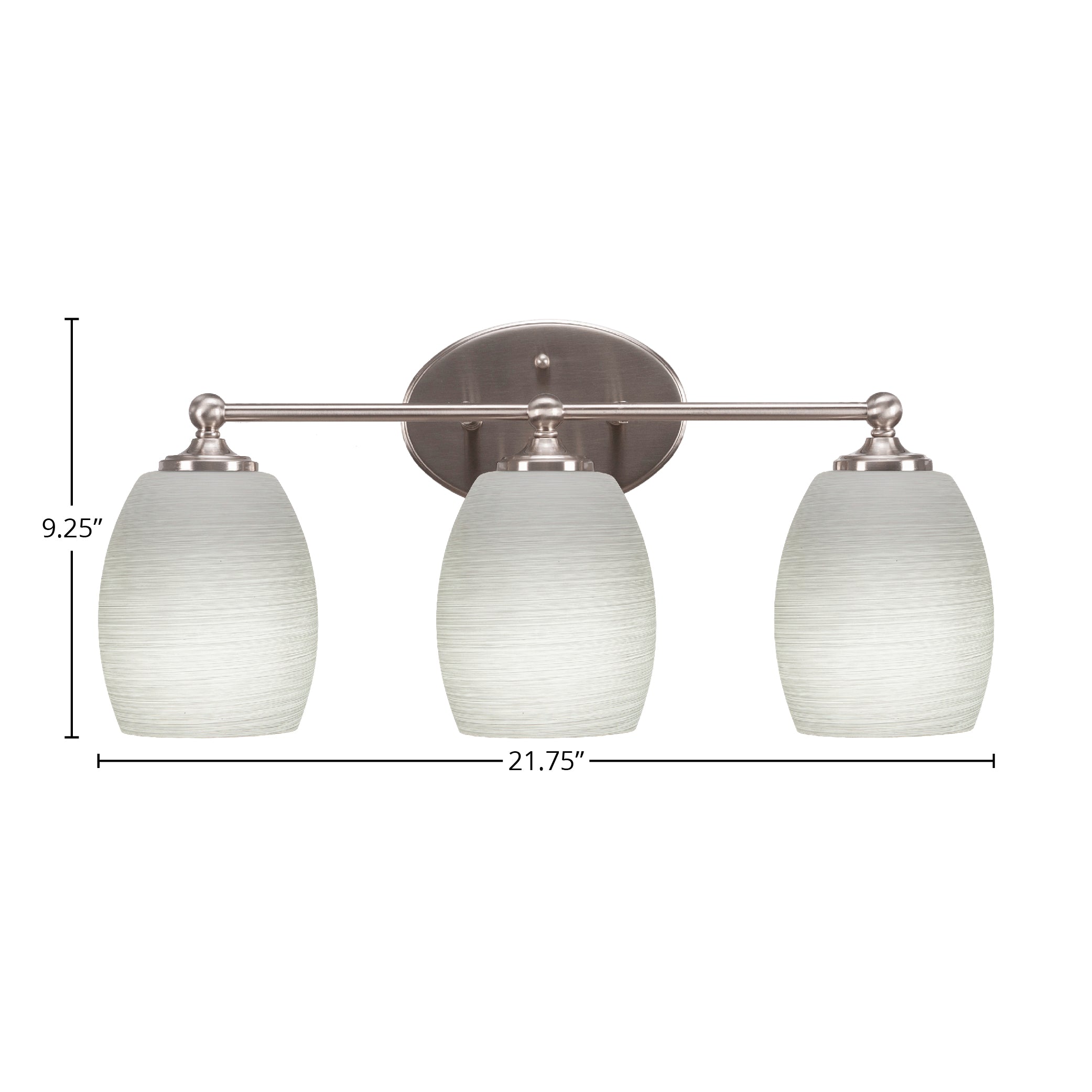 Capri Three Light Bath Bar in Brushed Nickel with 5" White Linen Shade