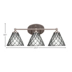 Capri Three Light Bath Bar in Brushed Nickel with 7" Diamond Ice Art Glass Shade