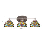 Capri Three Light Bath Bar in Brushed Nickel with 7" Kaleidoscope Art Glass Shade